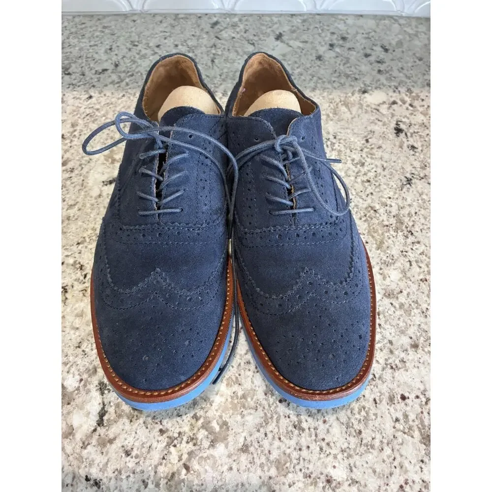 Vintage Polo Ralph Lauren Blue Suede Leather Oxford Casual Shoes 8D JOHNSLY